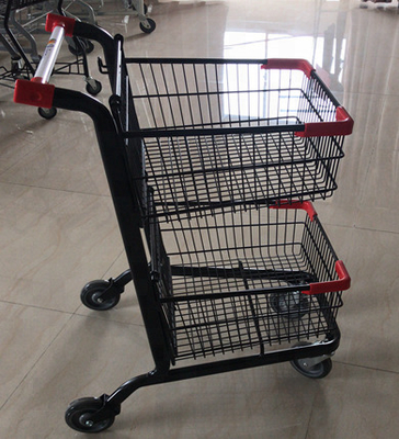 Goods sell popular American type of trolley 2 shopping cart wholesale double two-tier basket supermarket trolley