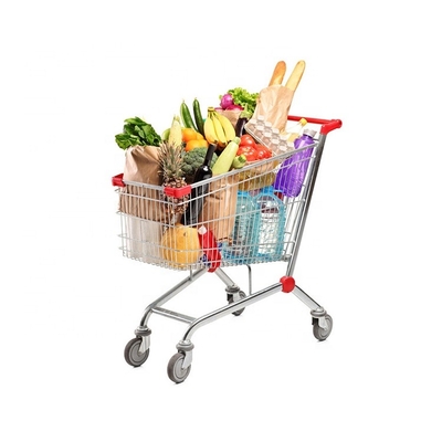 Unfolding Supermarket Shopping Trolley, Grocery Shopping Cart, Hand Push Trolley For Shopping With 4 Wheels