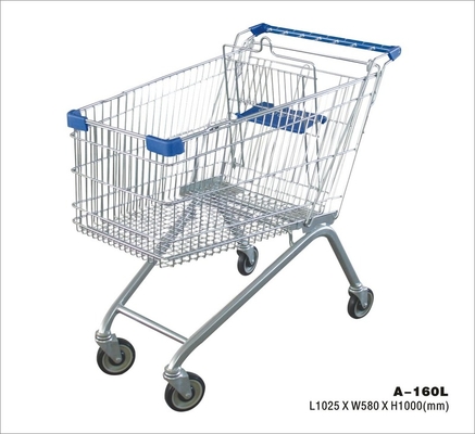 Folding Spain Certified Safe Durable Supermarket Trolley Shopping Cart 1025*580*1000MM With 160L
