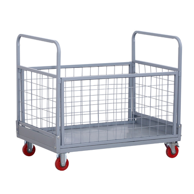 Tools Heavy Duty Metal Wire Mesh Trolley With Wheels Warehouse Transport Hand Trolley Steel Trolley