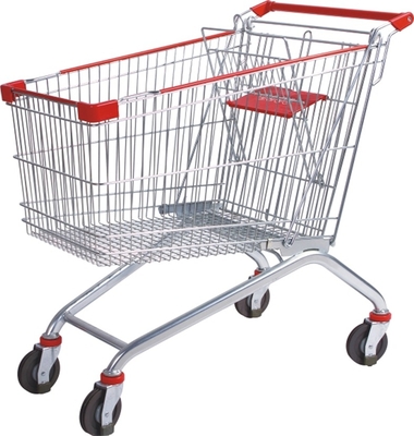 Flexible Trolley Zinc Shopping Cart With Wheels Transparent Powder Coated Supermarket