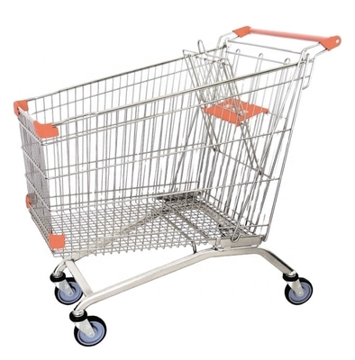 Unveiling MOQ 100 PCS Wire Basket Trolley With Wheels Chrome Plating Basket 240L Supermarket Trolley, 240l Shopping Trolley